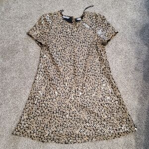 Liz Claiborne Brown Black Floral Sequin Mini Dress Size 12